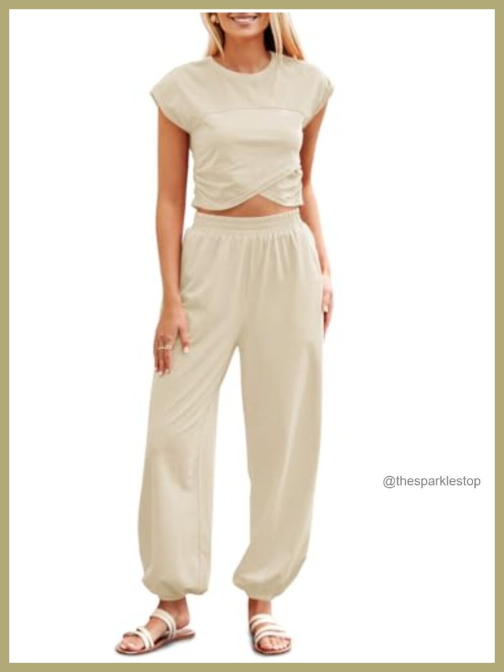 Two Piece Lounge Set Crop Top and Joggers Tracksuit with Pockets